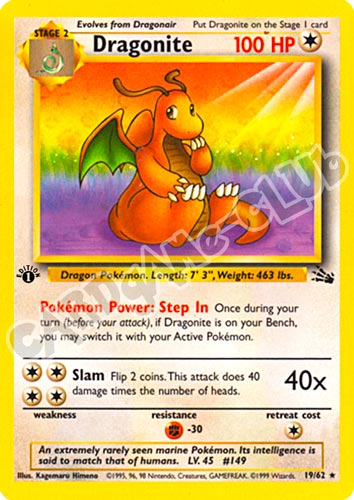 19 / 62 Dragonite rara 1st edition (EN) -NEAR MINT-