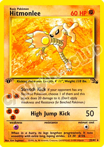 22 / 62 Hitmonlee rara 1st edition (EN) -NEAR MINT-