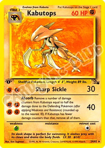 24 / 62 Kabutops rara 1st edition (EN) -NEAR MINT-