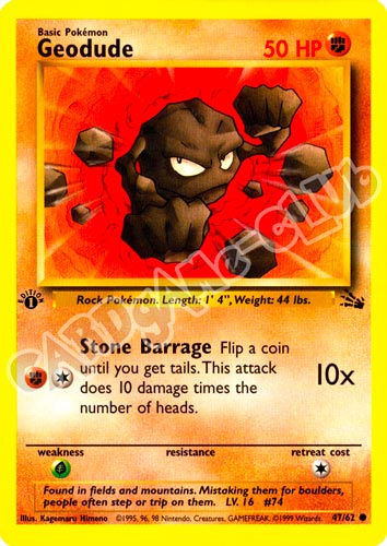 47 / 62 Geodude comune 1st edition (EN) -NEAR MINT-