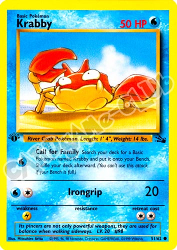 51 / 62 Krabby comune 1st edition (EN) -NEAR MINT-