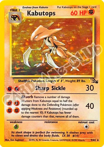 09 / 62 Kabutops rara foil unlimited (EN) -NEAR MINT-