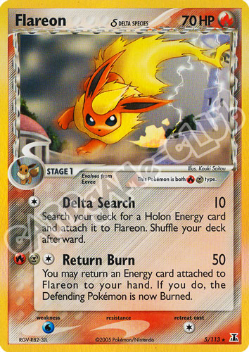 005 / 113 Flareon  Delta Species rara foil (EN) -NEAR MINT-