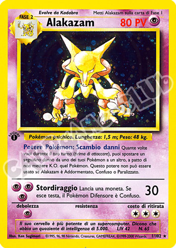 001 / 102 Alakazam rara foil 1a edizione (IT) -NEAR MINT-