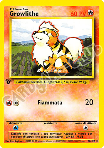 028 / 102 Growlithe non comune 1a edizione (IT) -NEAR MINT-