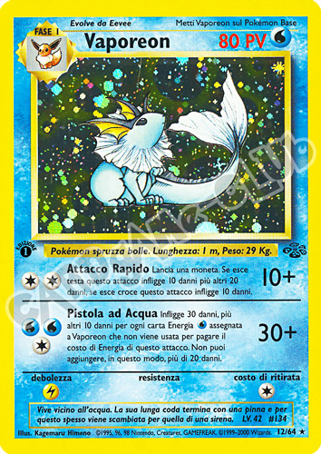 12 / 64 Vaporeon rara foil 1a edizione (IT) -NEAR MINT-