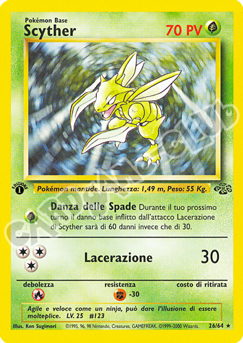 26 / 64 Scyther rara 1a edizione (IT) -NEAR MINT-