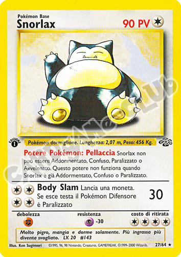 27 / 64 Snorlax rara 1a edizione (IT) -NEAR MINT-
