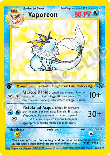 28 / 64 Vaporeon rara 1a edizione (IT) -NEAR MINT-