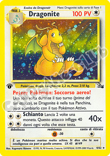 04 / 62 Dragonite rara foil 1a edizione (IT) -NEAR MINT-
