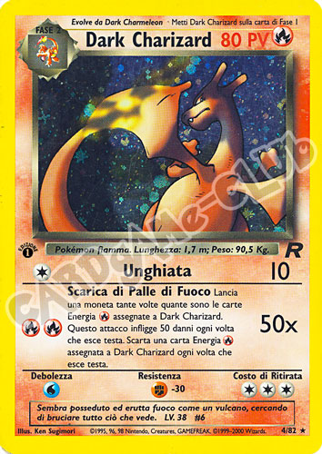 04 / 82 Dark Charizard rara foil 1a edizione (IT)  -PLAYED-