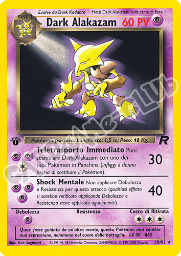 18 / 82 Dark Alakazam rara 1a edizione (IT) -NEAR MINT-