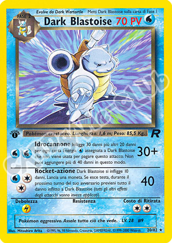20 / 82 Dark Blastoise rara 1a edizione (IT) -NEAR MINT-