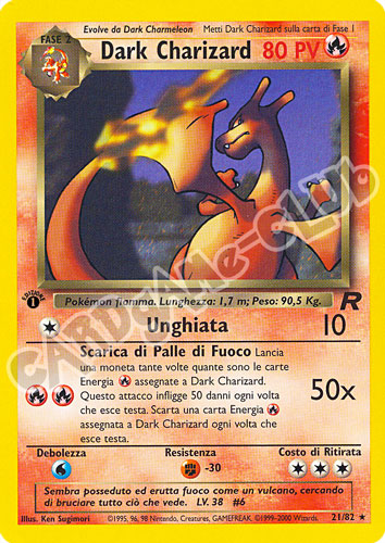 21 / 82 Dark Charizard rara 1a edizione (IT) -NEAR MINT-