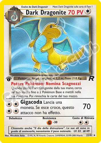 22 / 82 Dark Dragonite rara 1a edizione (IT) -NEAR MINT-