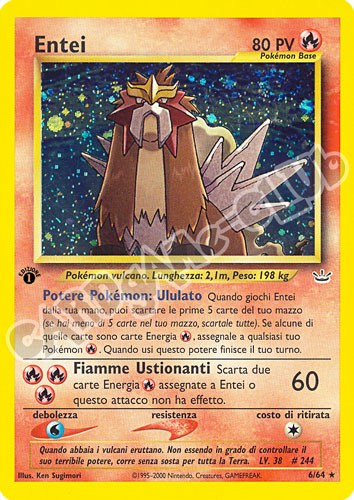 06 / 64 Entei Lv. 38 rara foil 1a edizione (IT) -NEAR MINT-