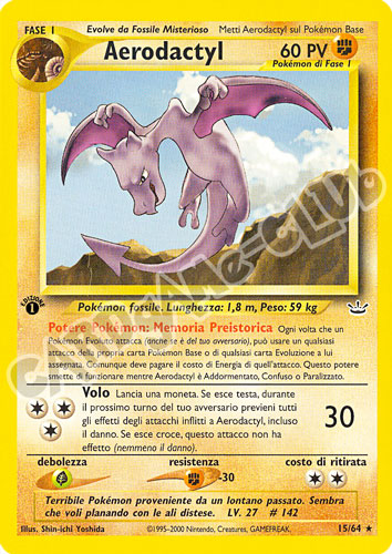 15 / 64 Aerodactyl rara 1a edizione (IT) -NEAR MINT-