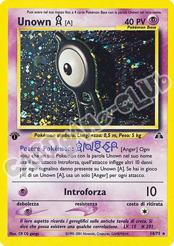 14 / 75 Unown A rara foil 1a edizione (IT) -NEAR MINT-