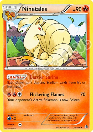 021 / 164 Ninetales rara normale (EN) -NEAR MINT-