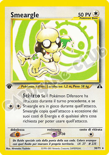 30 / 75 Smeargle rara 1a edizione (IT) -NEAR MINT-