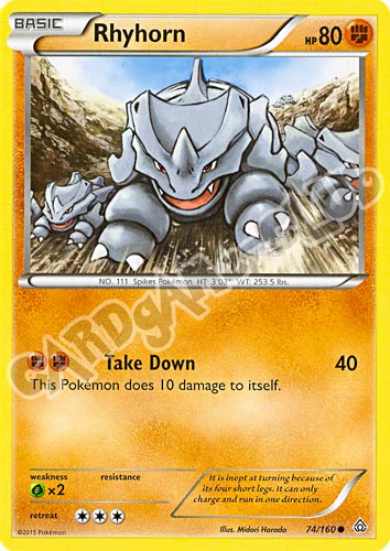 074 / 164 Rhyhorn comune normale (EN) -NEAR MINT-