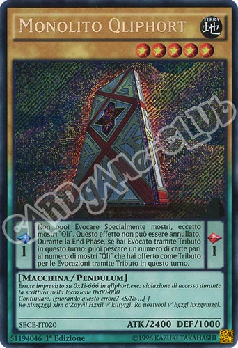 SECE-IT020 Monolito Qliphort rara segreta 1a edizione (IT) -NEAR MINT-