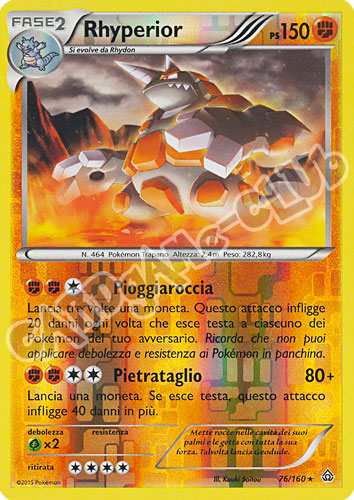 076 / 164 Rhyperior rara foil reverse (IT) -NEAR MINT-