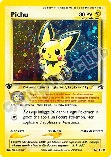 012 / 111 Pichu rara foil 1a edizione (IT) -NEAR MINT-