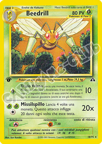 18 / 75 Beedrill rara 1a edizione (IT) -NEAR MINT-