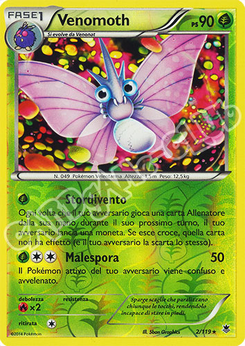 002 / 119 Venomoth rara foil reverse (IT) -NEAR MINT-