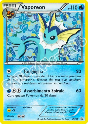 BW89 Vaporeon rara foil -NEAR MINT- (IT)
