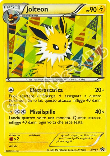 BW91 Jolteon rara foil -NEAR MINT- (IT)