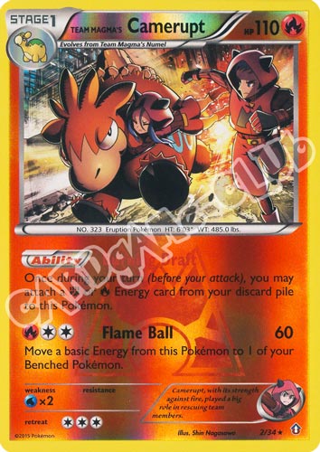 002 / 34 Camerupt rara foil reverse (EN) -NEAR MINT-