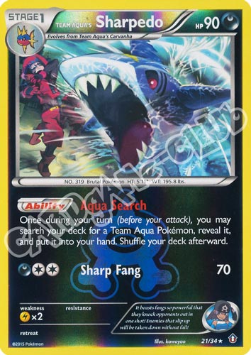 021 / 34 Sharpedo rara foil reverse (EN) -NEAR MINT-