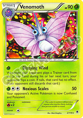 002 / 119 Venomoth rara normale (EN)