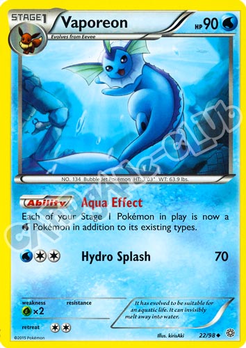 22 / 98 Vaporeon non comune normale (EN) -NEAR MINT-