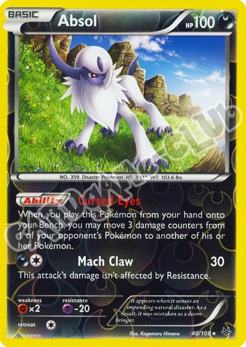 040 / 108 Absol rara foil reverse (EN) -NEAR MINT-