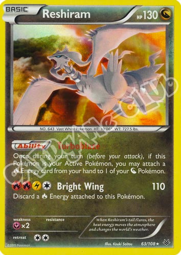 063 / 108 Reshiram rara foil (EN) -NEAR MINT-
