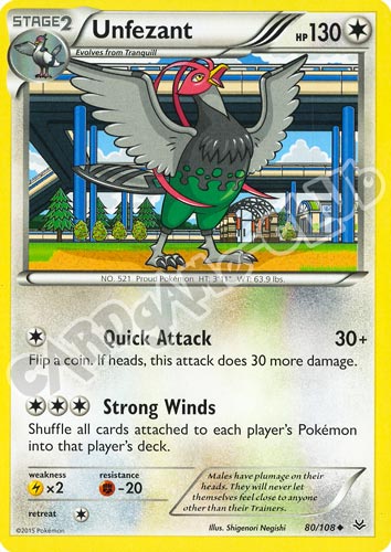 080 / 108 Unfezant non comune normale (EN) -NEAR MINT-