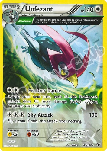 081 / 108 Unfezant rara normale (EN) -NEAR MINT-