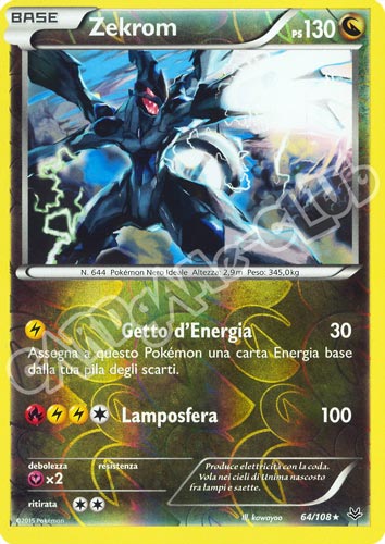 064 / 108 Zekrom rara foil reverse (IT) -NEAR MINT-