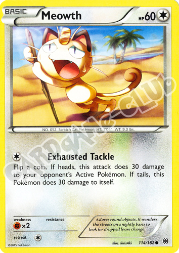 114 / 162 Meowth comune normale (EN) -NEAR MINT-