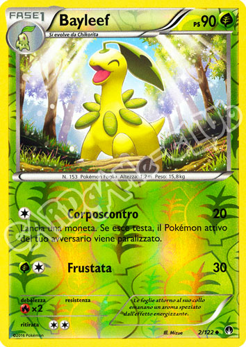 002 / 122 Bayleef non comune foil reverse (IT) -NEAR MINT-