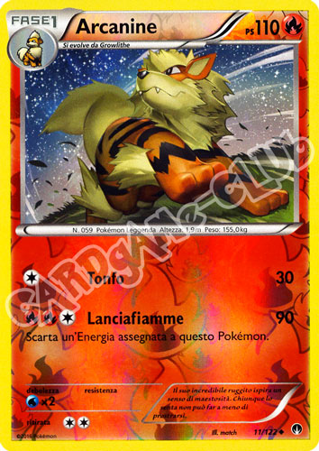 011 / 122 Arcanine non comune foil reverse (IT) -NEAR MINT-