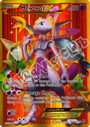 164 / 162 Mewtwo EX rara segreta foil (EN) -NEAR MINT-