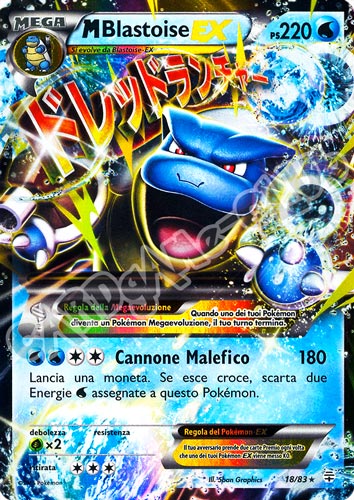 18 / 83 Mega Blastoise EX rara ex foil (IT) -NEAR MINT-