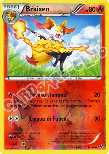 012 / 124 Braixen non comune foil reverse (IT) -NEAR MINT-