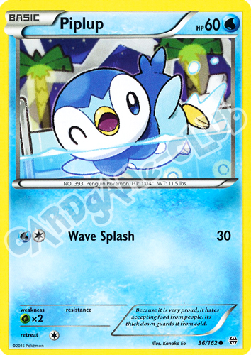 036 / 162 Piplup comune normale (EN) -NEAR MINT-