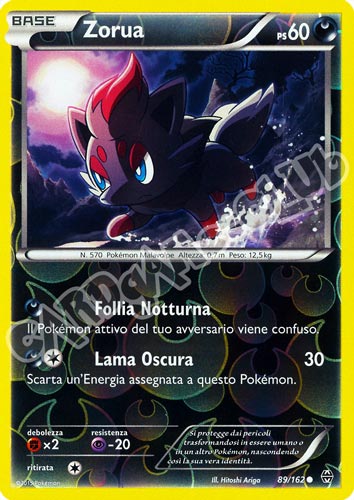 089 / 162 Zorua comune foil reverse (IT) -NEAR MINT-