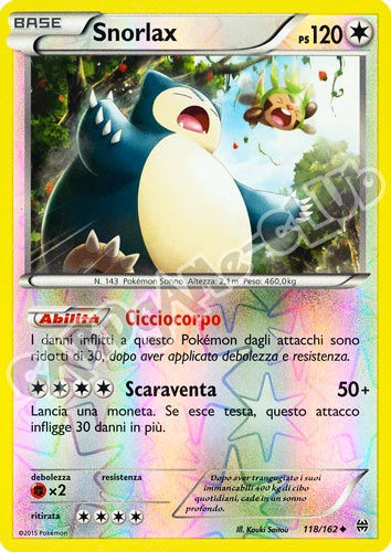 118 / 162 Snorlax non comune foil reverse (IT) -NEAR MINT-